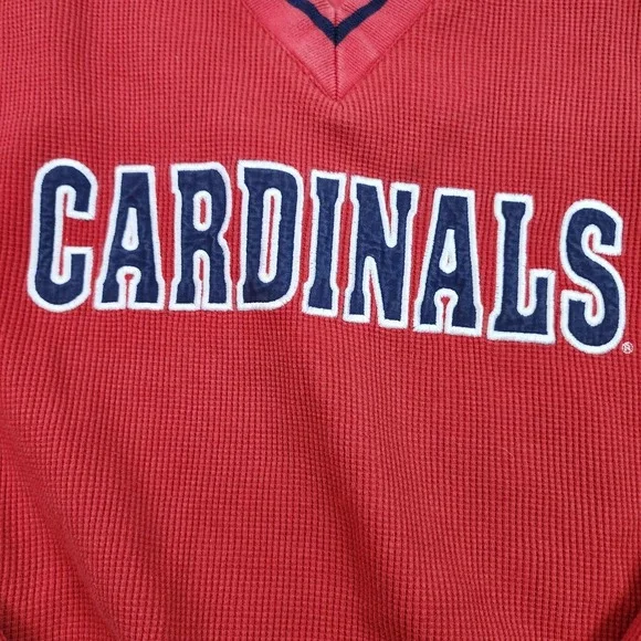 St Louis Cardinals Sweatshirt Mens Large Red MLB Baseball Logo Athletic V Neck - Picture 2 of 9